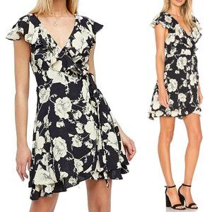 Free People French Quarter Wrap Dress In Black Women's XS NEW Floral Boho Hippie